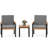 3 Pieces Patio Furniture Set Outdoor Bistro Conversation Set w/ Acacia Wood Side Table
