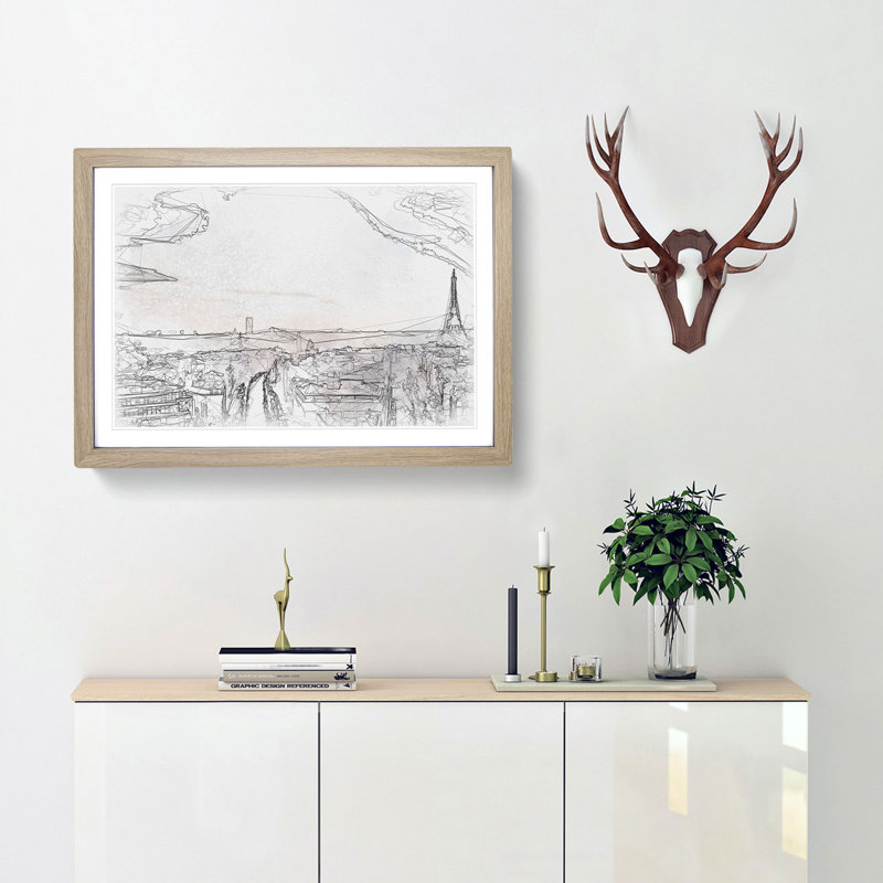 Paris in Sunlight - Picture Frame Graphic Art Print, 45cm H x 63cm W x 2cm D, Oak Framed