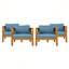 Ensemble de fauteuils club d'extérieur en bois d'acacia avec coussins confortables-2030958364