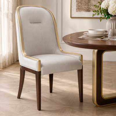 Houston Velvet Dining Side Chair - Porcini Grey/Walnut