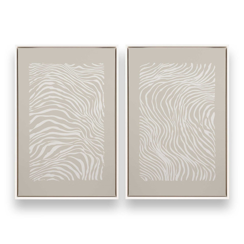 Whisper Lines Set of 2 Prints, Opaque White Floater Frame, 12" x 8"