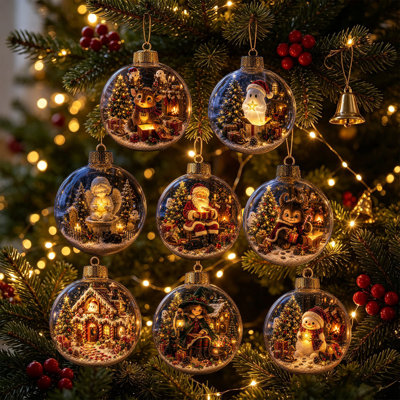 Ornement en forme de sapin de Noël lumineux de 8 cm convenant pour Halloween et Noël