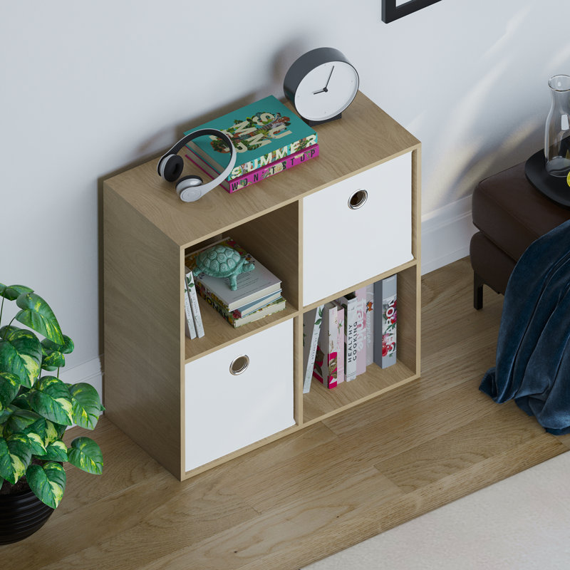 Herculano 64.5cm H x 65cm W Cube Bookcase, Beige/White