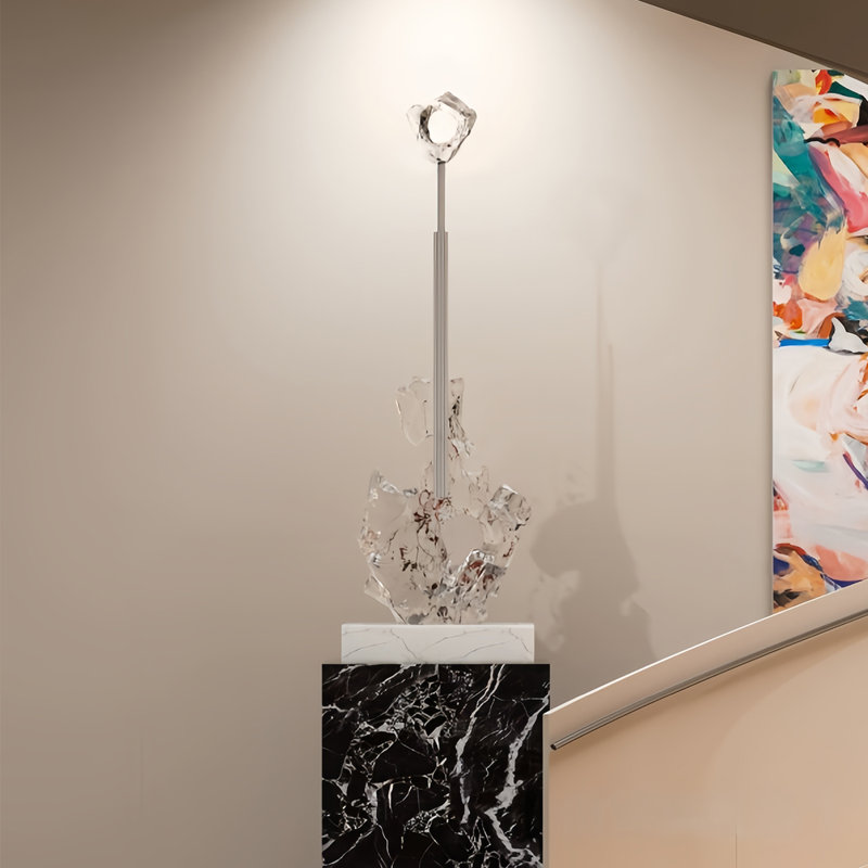Résine blanche en forme libre + métal + objet décoratif en marbre, Blanc