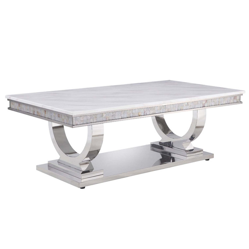 Table basse Zander, plateau en faux marbre imprimé