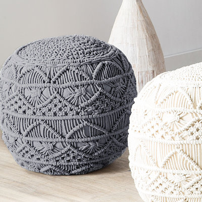 Corrado 40 cm W Cotton Round Ottoman