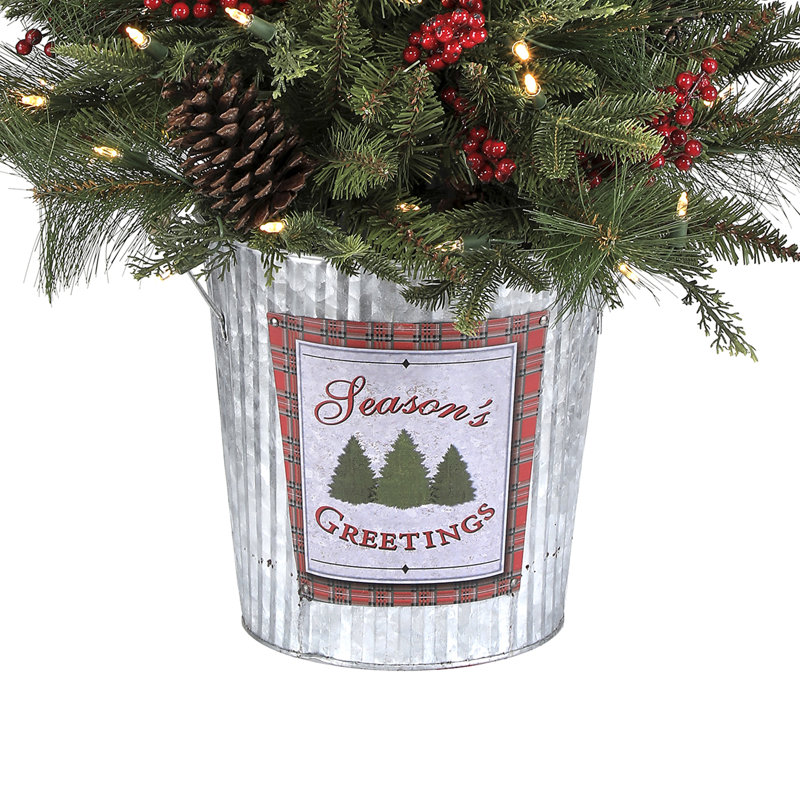 3' LED Potted Berry And Mix  Greens Tree