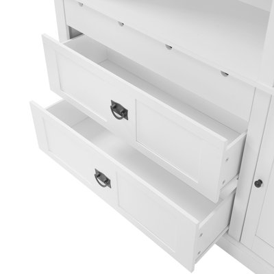 Extra-Large Pantry Cabinet with Hutch Drawers and Adjustable Storage