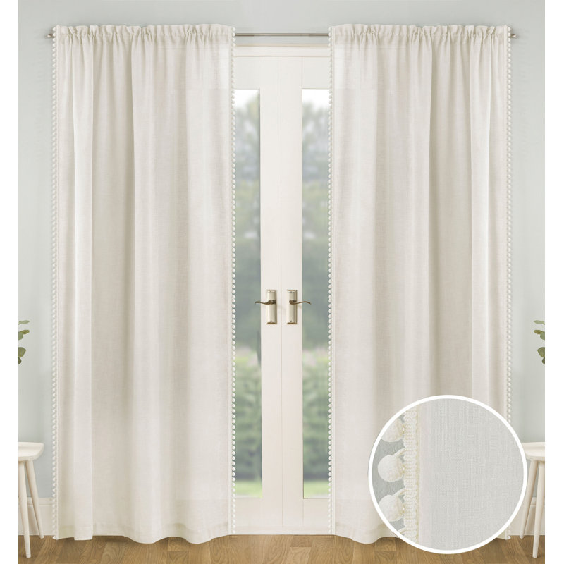 Duncansville Sheer Curtain Pair, Cream, 140cm Width x 229cm Drop