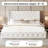 King Upholstered Platform Bed with Storage Drawers, Tufted Bed Frame with Wingback&Headboard, White-2109483082-2105612590