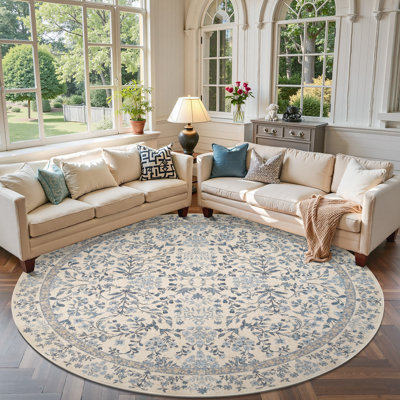 Floral Machine Washable Area Rug