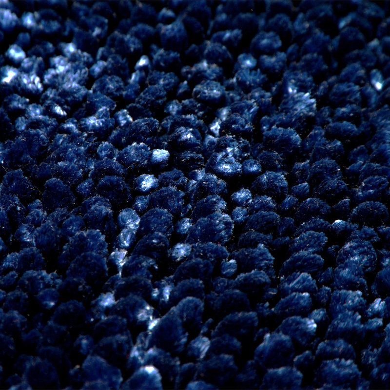 Margot Velvet Chenille Bobble Bath Mat, Navy