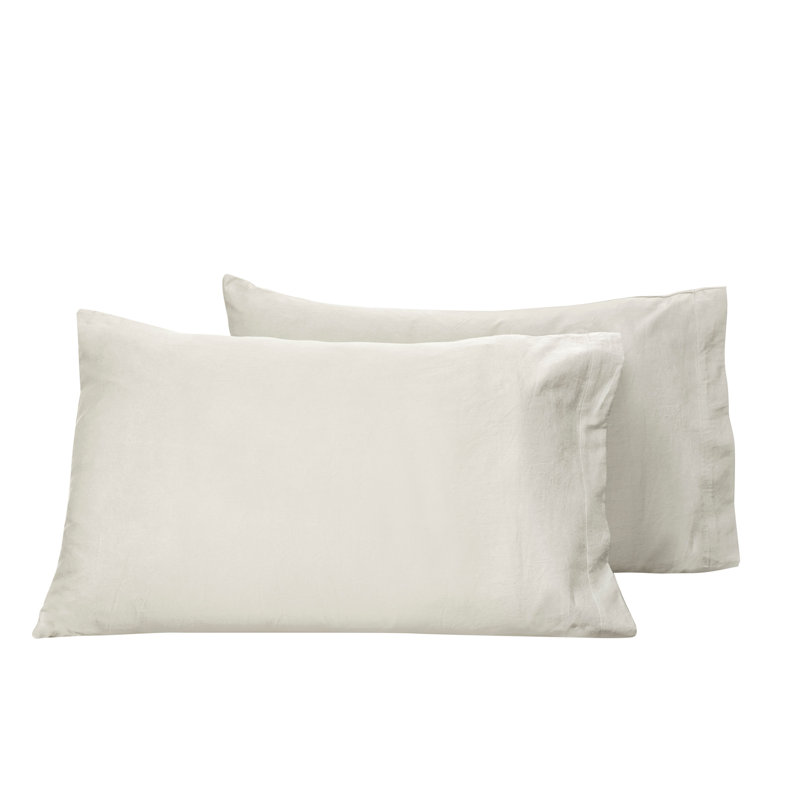 Viola Sateen Pillow Case, Standard Pillowcase, Ivory
