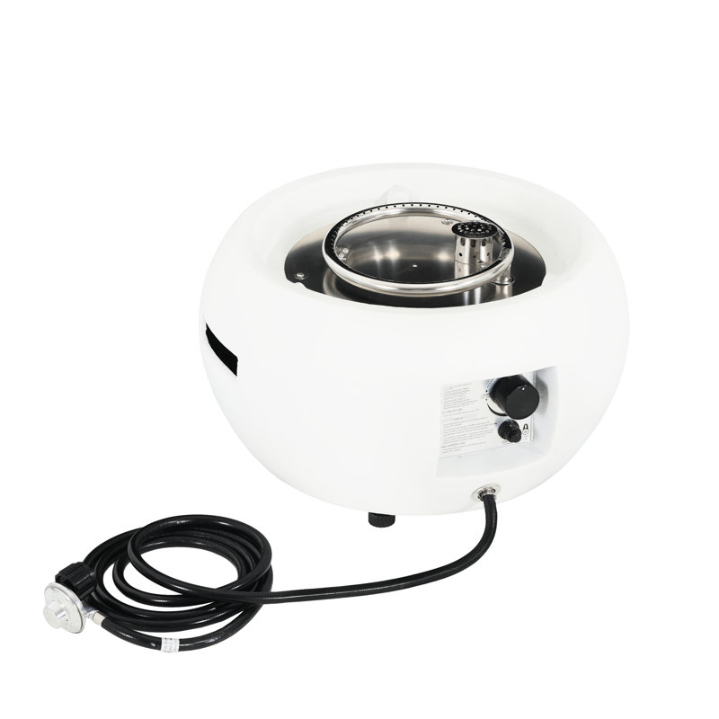 40000Btu Foyer d'extérieur au propane blanc de style rond Matériau de style oxyde de magnésium à chaleur réglable et résistant aux intempéries sans assemblage 22 x 22 x 12 po Dimensions 45 lb Forme classique