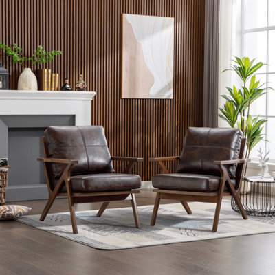 Jiselle  29.5" Wide Mid Century Upholstered Accent Chair with Solid Wood Frame