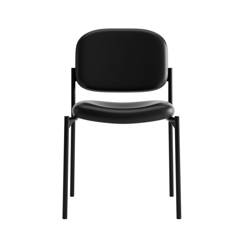 Chaise empilable à dossier haut sans accoudoirs, Cuir noir, Sans accoudoirs