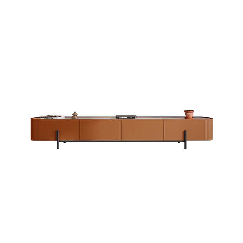 Meuble télé moderne de style nordique, 94.49", Orange / blanc / gris