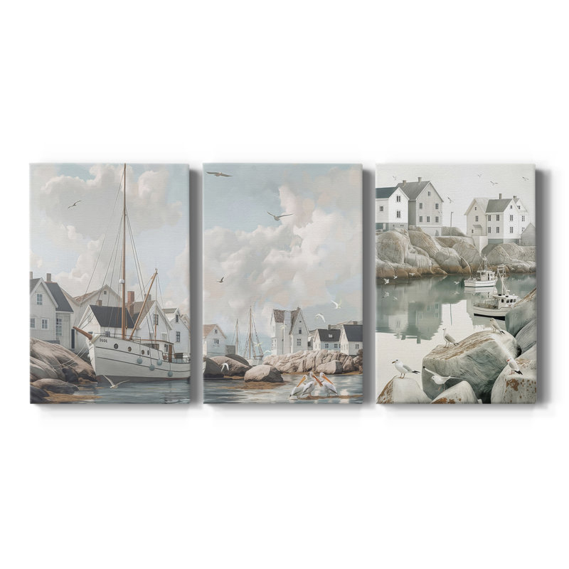 Fisherman's Way III - Toile tendue avec châssis sur mesure - 3 pièces, H 12 po x l 24 po