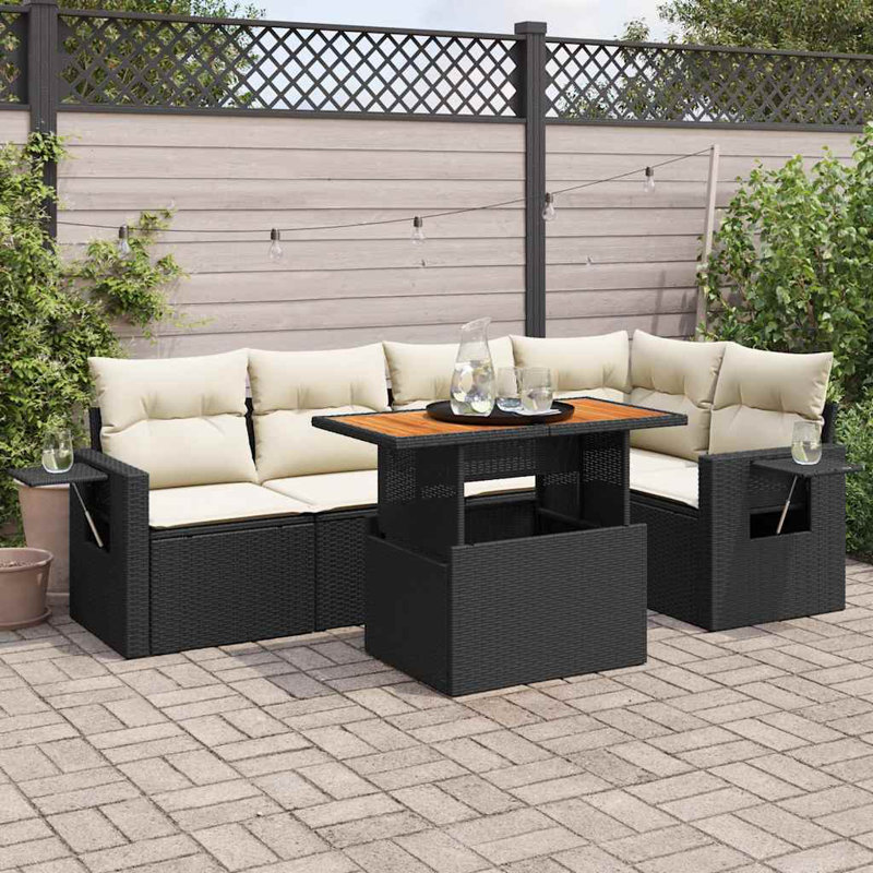 Ensemble de canapé de jardin Vidaxl noir, blanc crème