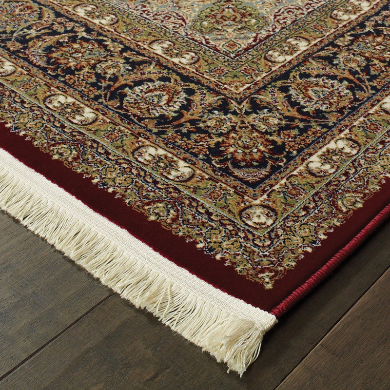 Knepp Power Loom Red/Beige Area Rug, Rectangle 7'10" x 10'10"