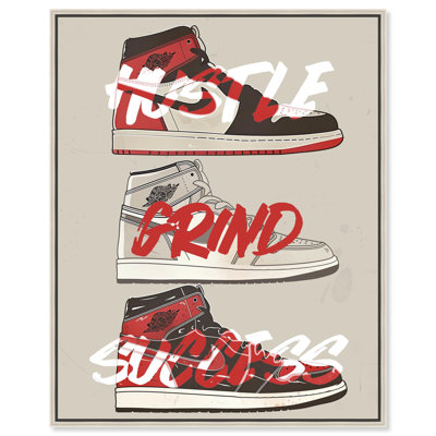 Hustle Grind Success Sneakers Canvas Trendy Sneaker Art by Art Remedy