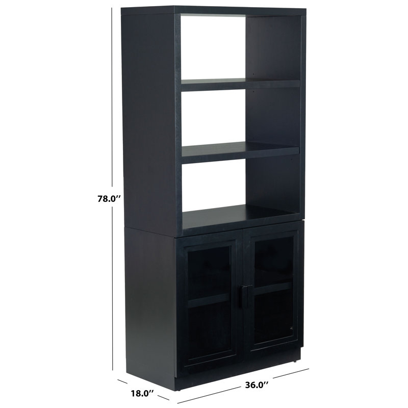 Roades Glass Cabinet Bookcase, Black