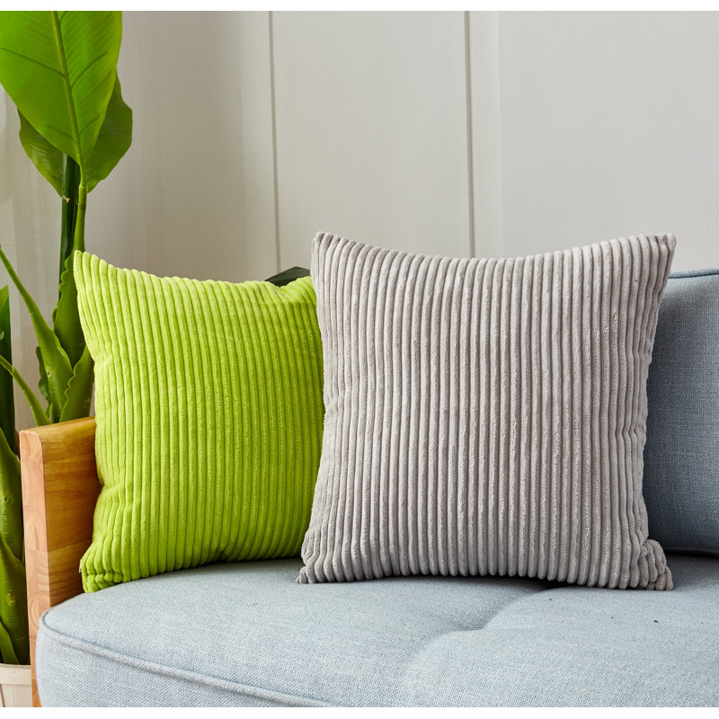 Ensemble de 2 housses de coussins décoratifs 18 po x 18 po, Vert et gris