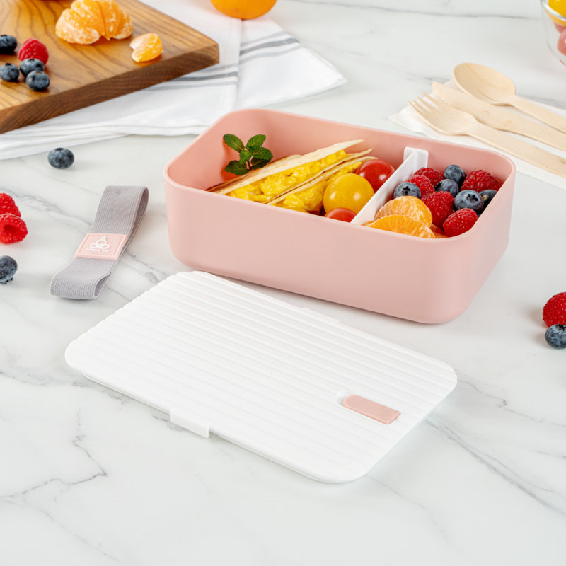 Boîte à bento pour adultes 7,5 x 4,7 x 2,5 pouces pour restaurant, 1 boîte à lunch pour adultes réutilisable - de qualité alimentaire, lavable au lave-vaisselle, contenant en plastique rose pour micro-ondes, avec couvercle blanc, étanche