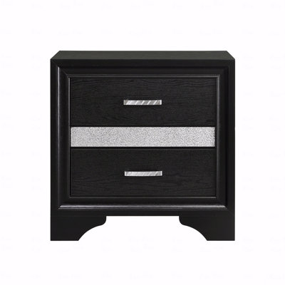 2 Drawers Mdf Nightstand With 1 Jewelry Drawer