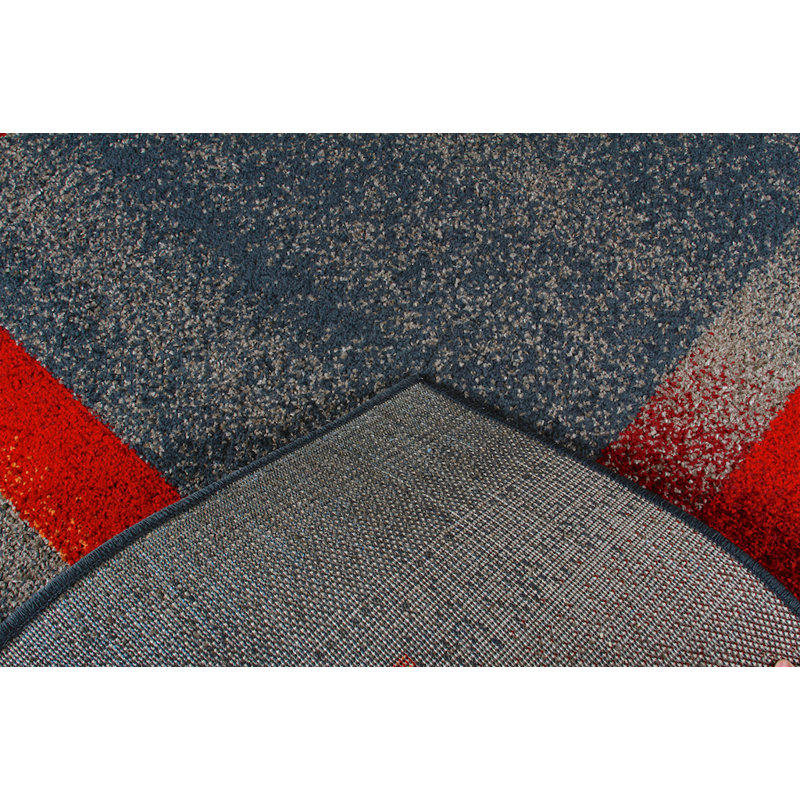 Tapis gris/rouge moderne résistant aux taches Mcginn