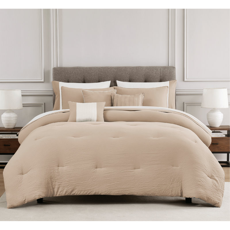 Ensemble d'édredon avec coussins et draps Allia, Taupe, Édredon pour grand lit + 9 pièces supplémentair