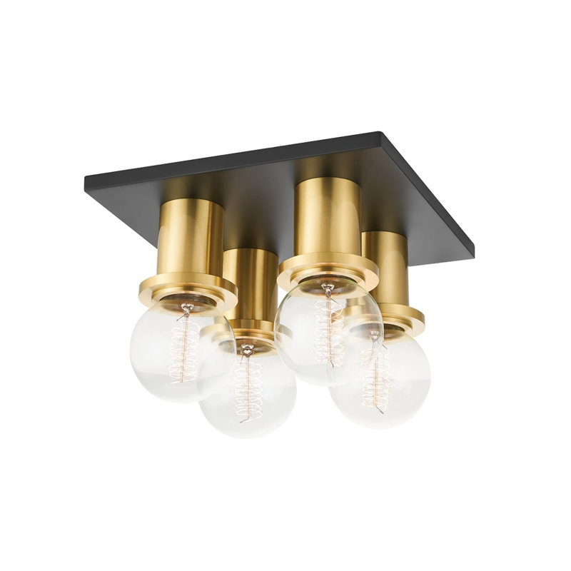 Brandi 4 Light Flush Mount, Aged Brass/Soft Black