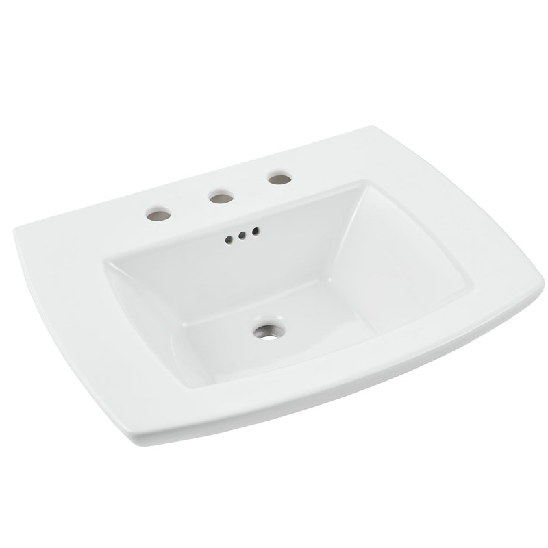 Edgemere 25'' White Ceramic Rectangular Pedestal Bathroom Sink