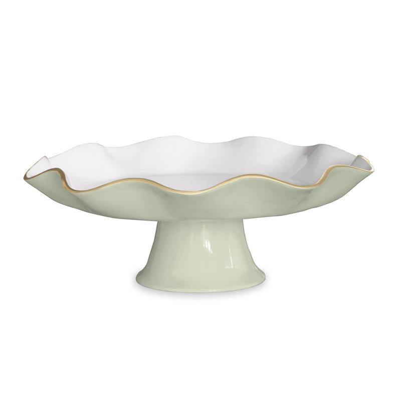 Encanto Aluminum Cake Stand, White/Pistachio