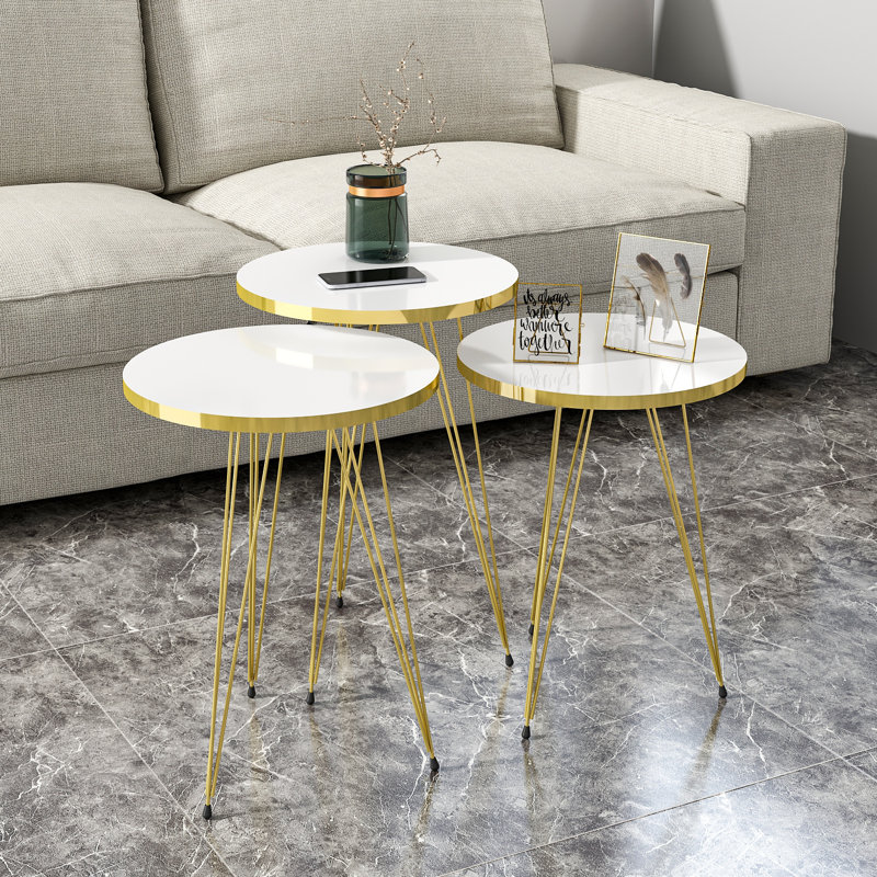 Ginsburg 3 Legs End Table Set, White