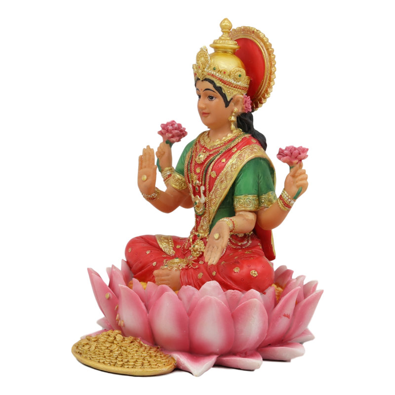 Figurine assise, belle déesse indoue, Lakshmi, méditant sur un trône de lotus
