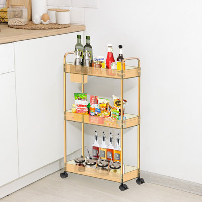 Étagère en acrylique à 3 niveaux, polyvalente et durable Rrolley, flexible et durable