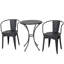 Ensemble bistro extérieur 3 pièces - Fer thermolaqué noir et argent + mobilier