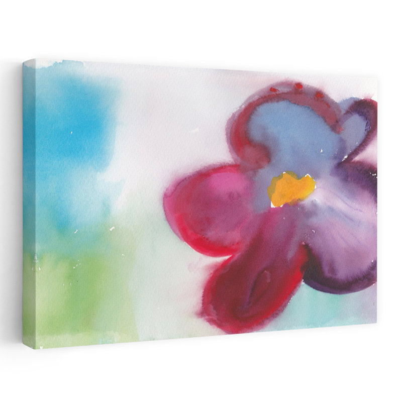 Contemporary Art Abstract Delicate Contemporary Flower Wall Art by Janel Bragg - Wrapped Canvas Print