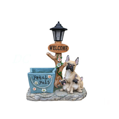 French Bulldog Family Planter Statue