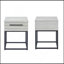 3-Piece Upholstered Bedroom Set, Tufted Wingback Bed With Two White Nightstands-1807505072