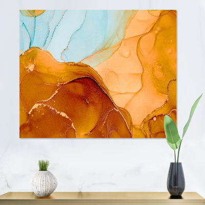 «Blue and Brown Luxury Abstract Fluid VI», peinture sur toile