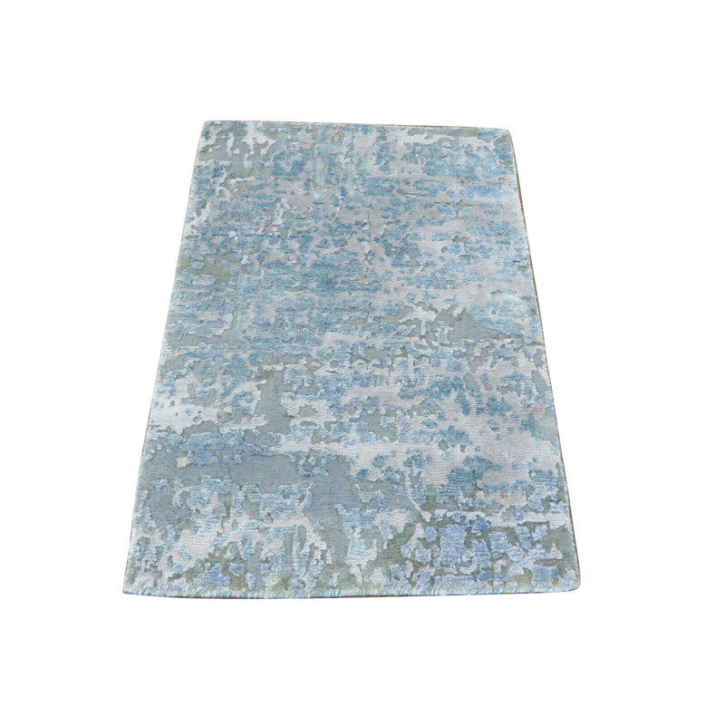 Tapis gris noué à la main de conception unique 2 pi x 3 pi Daphine