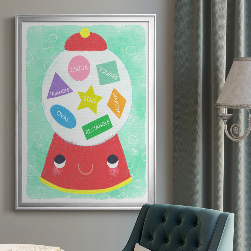 Gumball Shapes - Peinture sur toile encadrée, Argent, H 30,5 po x l 42,5 po x P 1,5 po
