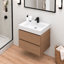 Meuble-lavabo suspendu moderne en bois naturel de 24 pouces avec lavabo blanc intégré et 2 tiroirs de rangement, fixé au mur et entièrement assemblé-1268244654-1268244655