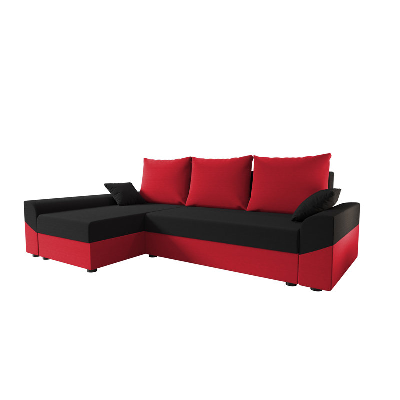 Shally 4 Seater Corner Sofa , Left -sided, Black/Red - Sawana14/Sawana13