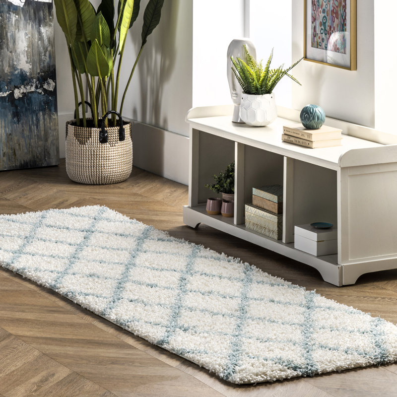 Geometric Ivory Area Rug, Runner 2'8" x 8'