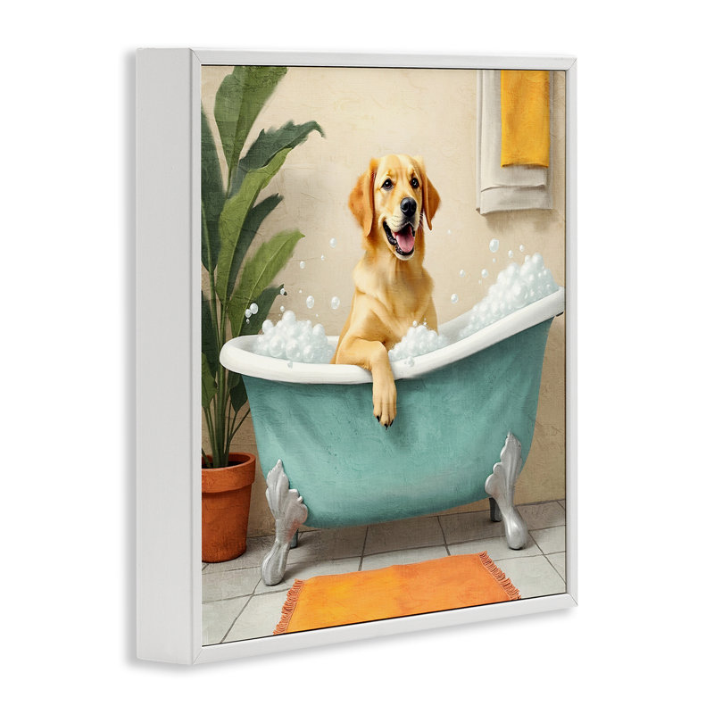 Giclée encadrée de chien Labrador, par Kim Allen, H 12 po x l 12 po, Estampe numérique encadrée blanc bord de mer