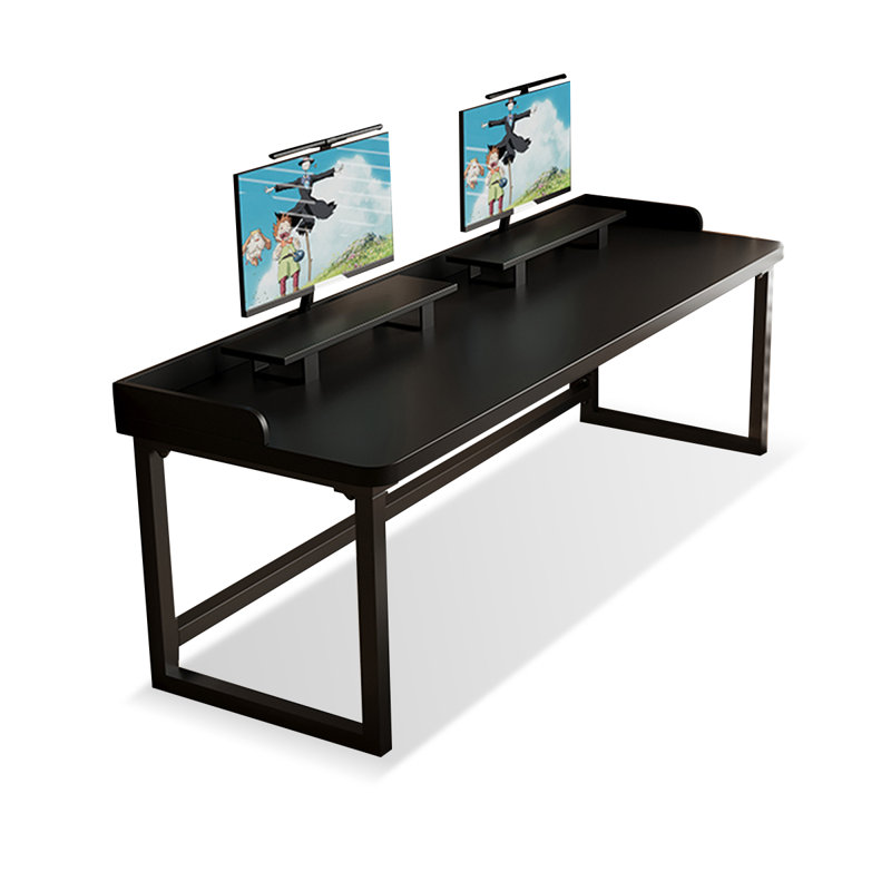 Bureau d'écriture rectangulaire en bois massif noir, H 27,56 po x l 62,99 po x P 27,56 po, Noir
