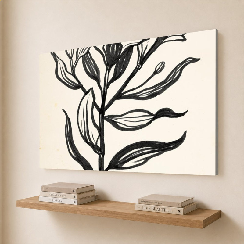 «Ink Flower I Cream» par Sara Zieve Miller - Impression sur toile, 40" H x 60" W, Does Not Apply